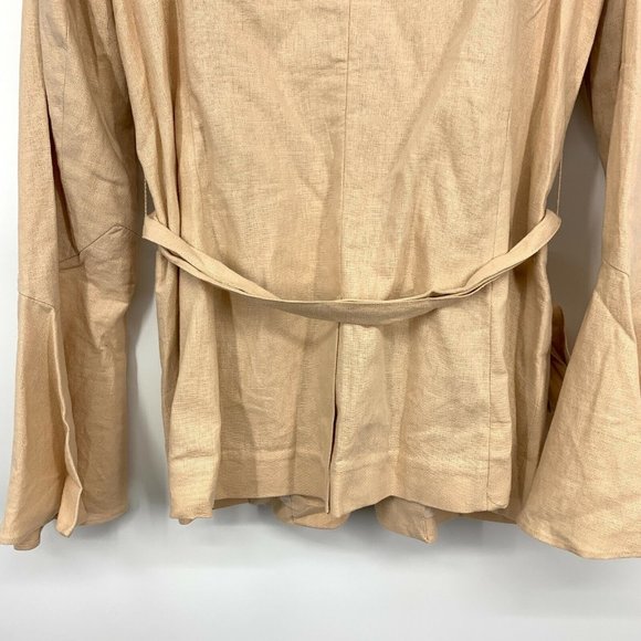 Free People Blazer Linen Blush Pink Flared Sleeve Tie Waist - Picture 12 of 12
